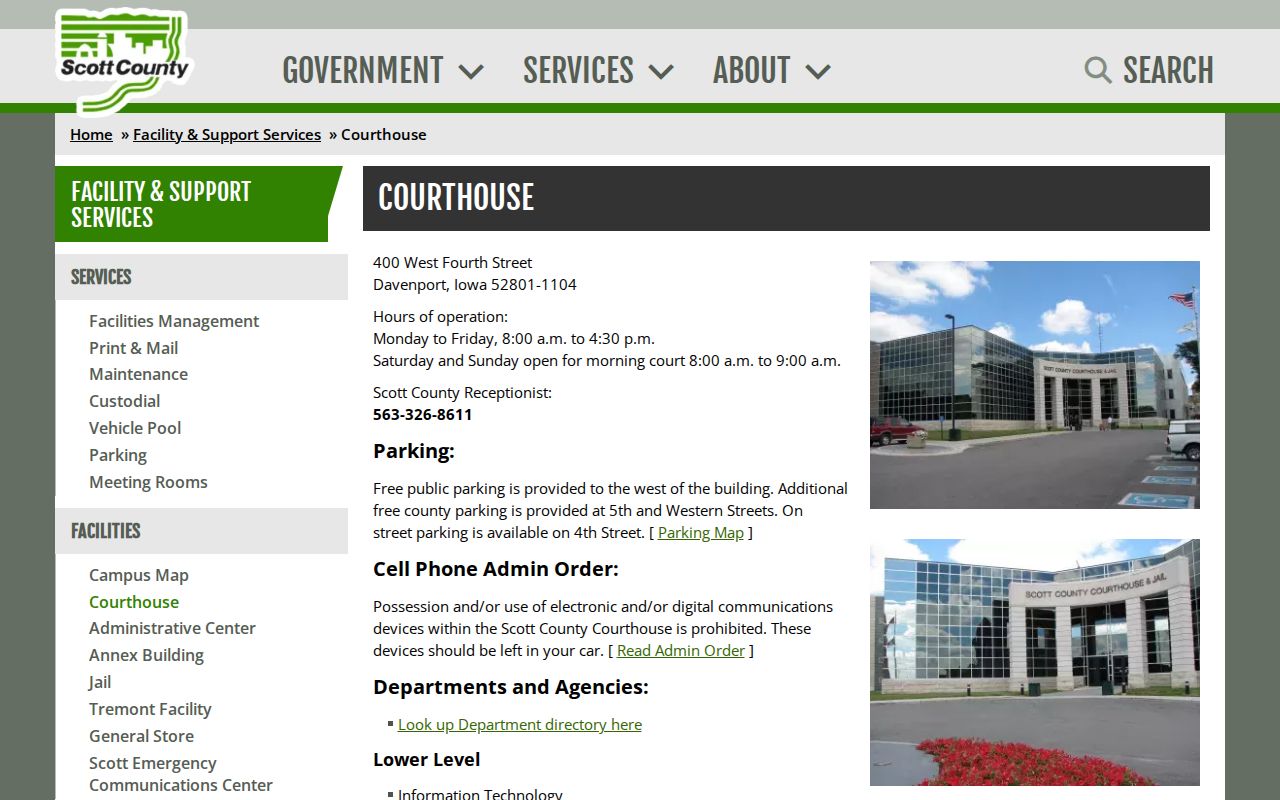 Scott County criminal court and records courthouse