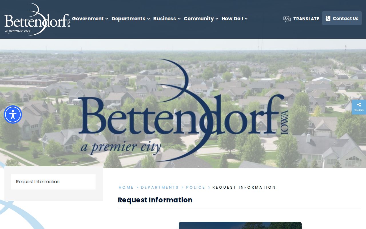 Scott County Bettendorf criminal record information request page