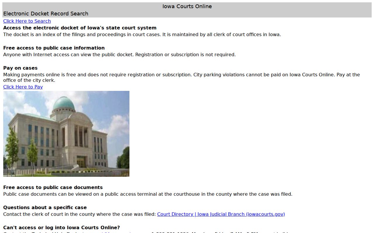 Iowa Courts Online search for Scott County court case records