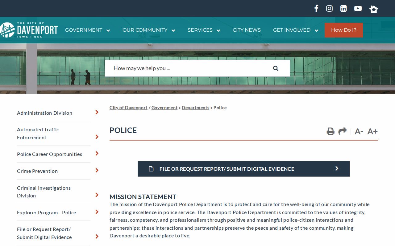 Davenport record check source at the Davenport Police Department