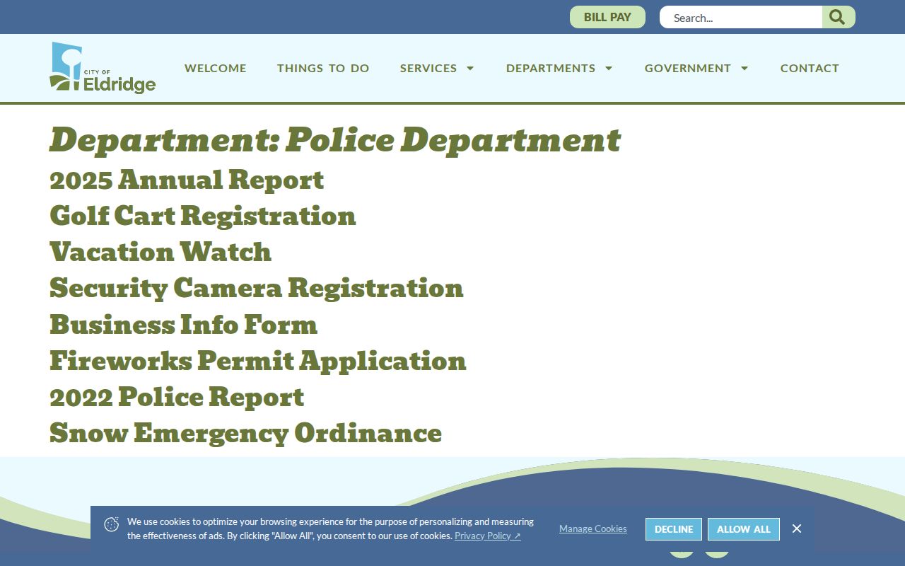 Scott County Eldridge Police criminal records page