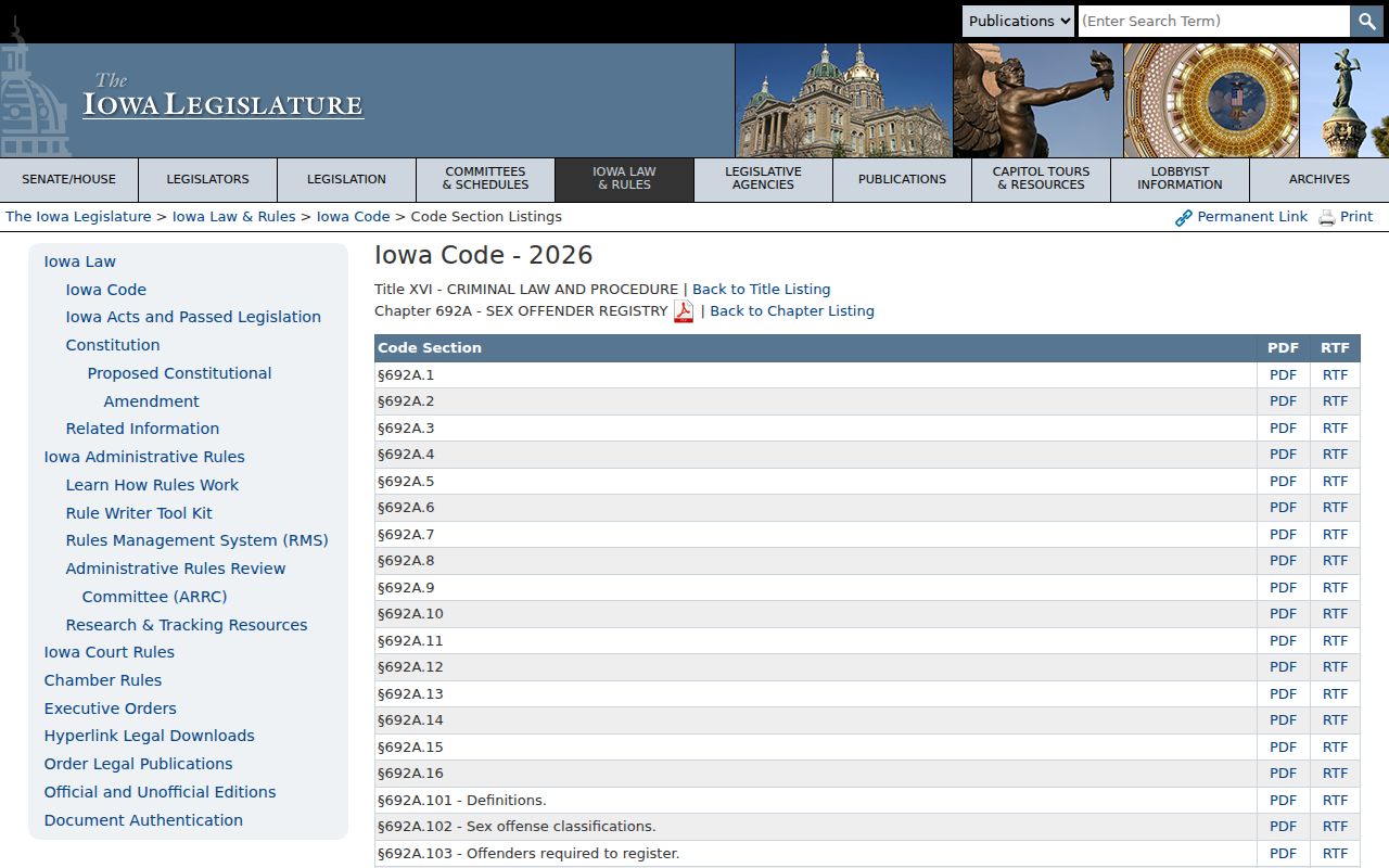 Scott County sex offender lookup source in Iowa Code chapter 692A
